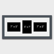 Multi Photo Frame Holds 3 5"x7" Mixed Shape Photos in a Grey Wooden Frame - Multi Photo Frames